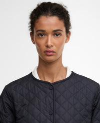 Barbour Cashel Collarless Quilted Jacket - Dark Navy/Dress Navy Tartan