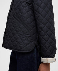 Barbour Cashel Collarless Quilted Jacket - Dark Navy/Dress Navy Tartan