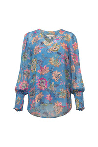 Loobies Story Mayfair Blouse - Wedgewood Blue Multi