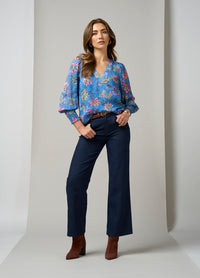 Loobies Story Mayfair Blouse - Wedgewood Blue Multi
