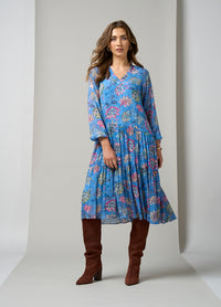 Loobies Story Mayfair Dress - Wedgewood Blue Multi Sor