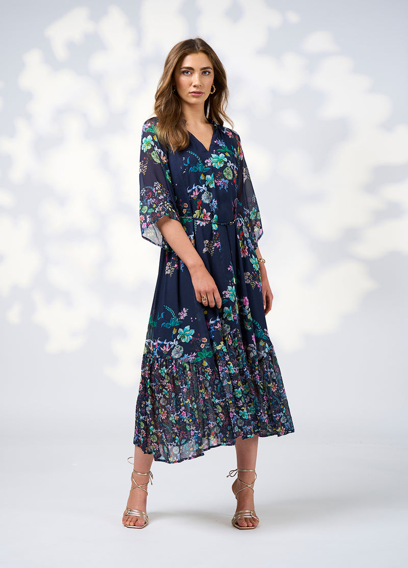 Loobies  Story La Bohème Midi Dress - Indigo Multi