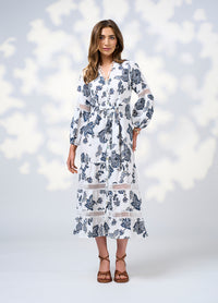 Loobies  Story Indie Midi Dress - Silk White Multi