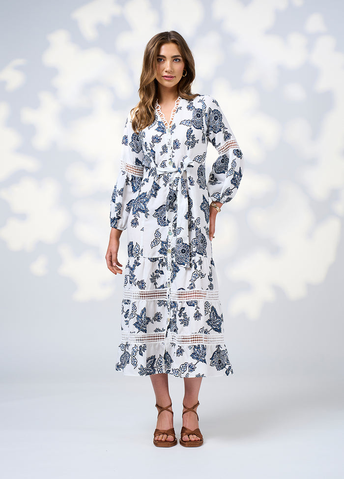 Loobies  Story Indie Midi Dress - Silk White Multi