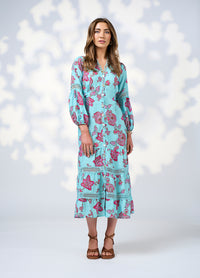 Loobies  Story Indie Midi Dress - Tiffany Blue Multi