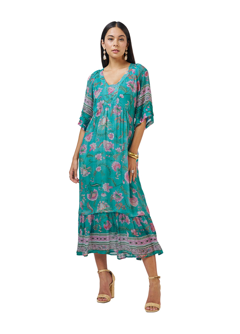 Loobies  Story Anaphora Midi Dress - Aqua Multi