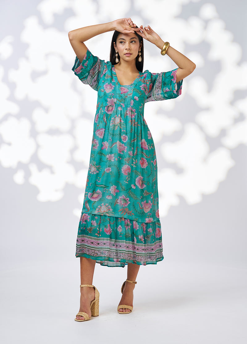 Loobies  Story Anaphora Midi Dress - Aqua Multi