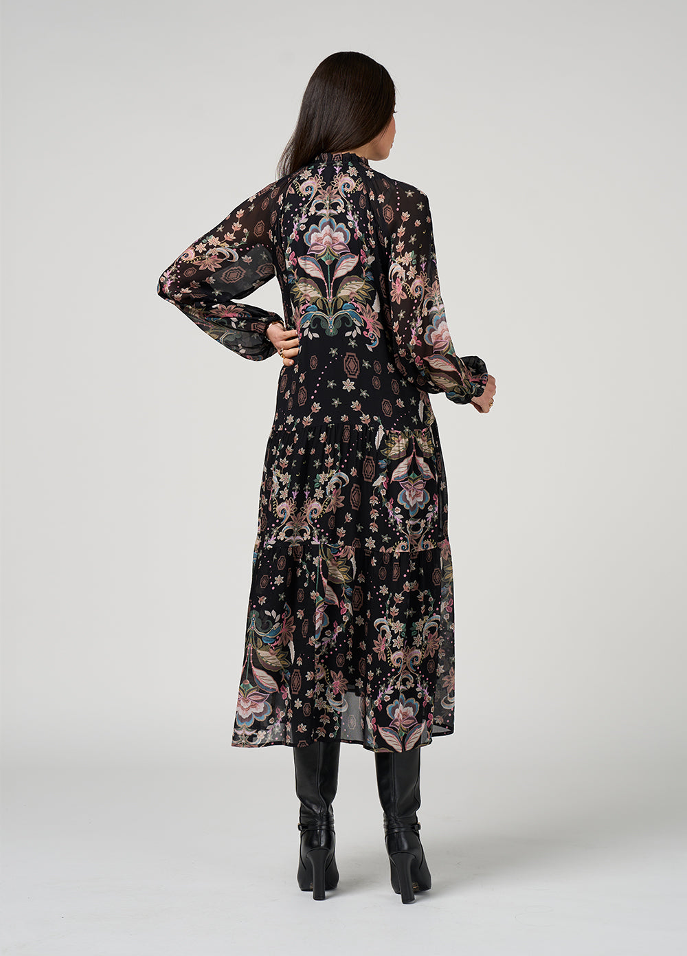 Loobies Story Antoinette Midi Dress -  Black Multi