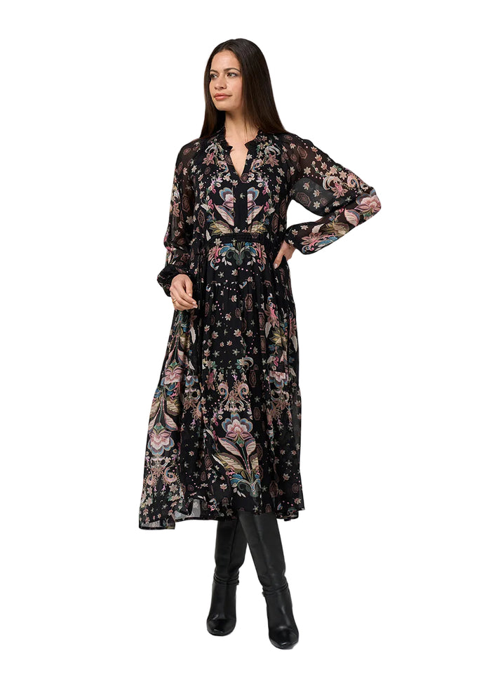 Loobies Story Antoinette Midi Dress -  Black Multi