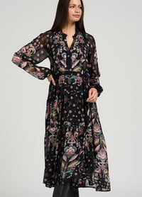 Loobies Story Antoinette Midi Dress -  Black Multi