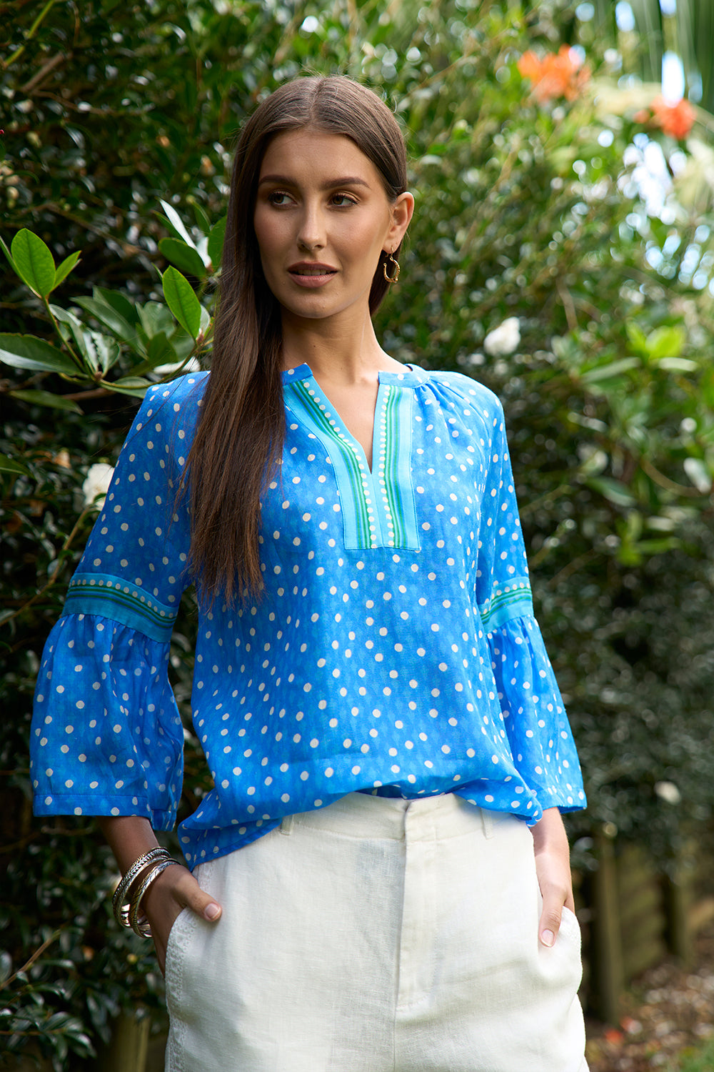 Loobies Story Samira Blouse - Electric Blue Spot