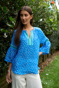 Loobies Story Samira Blouse - Electric Blue Spot