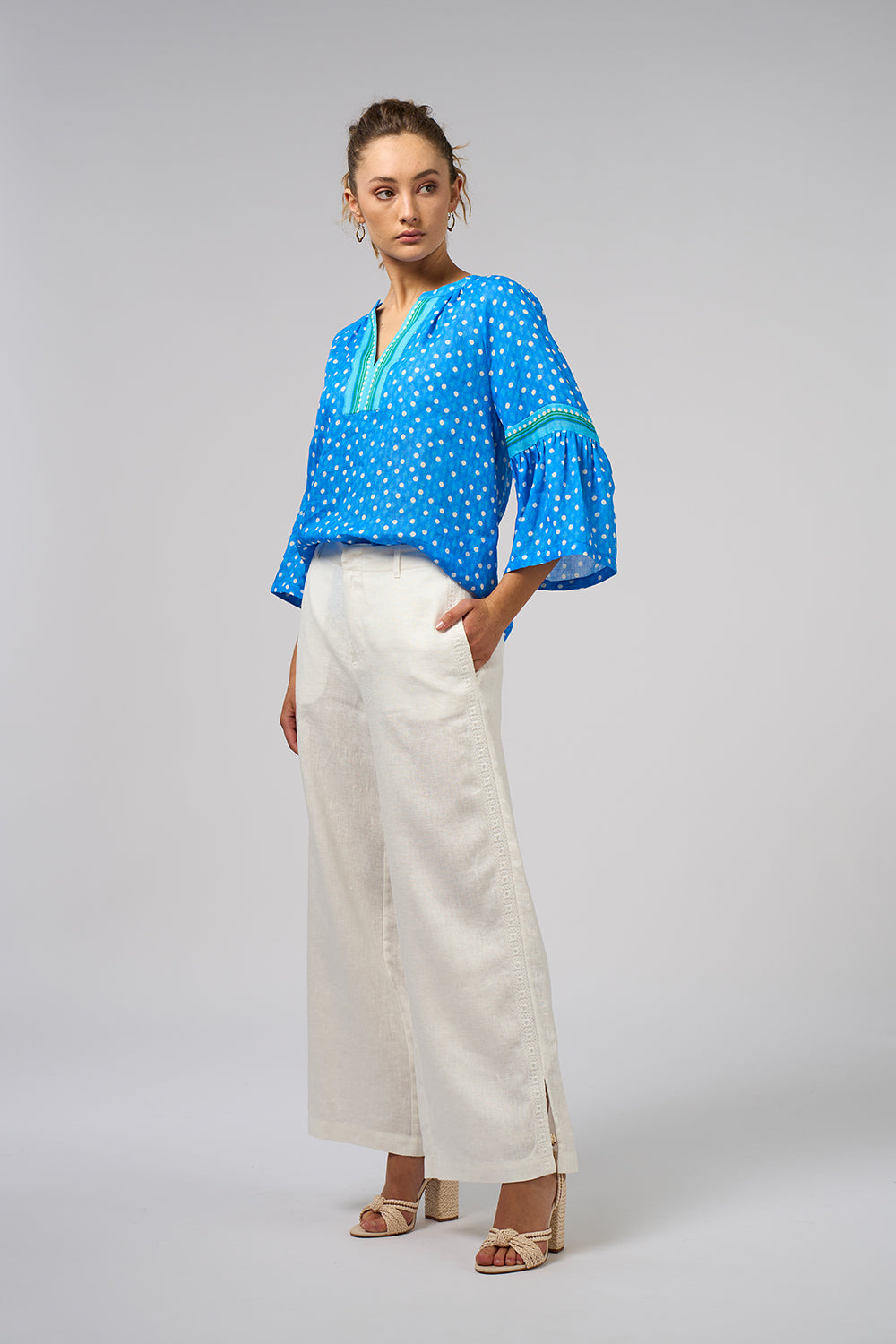 Loobies Story Samira Blouse - Electric Blue Spot