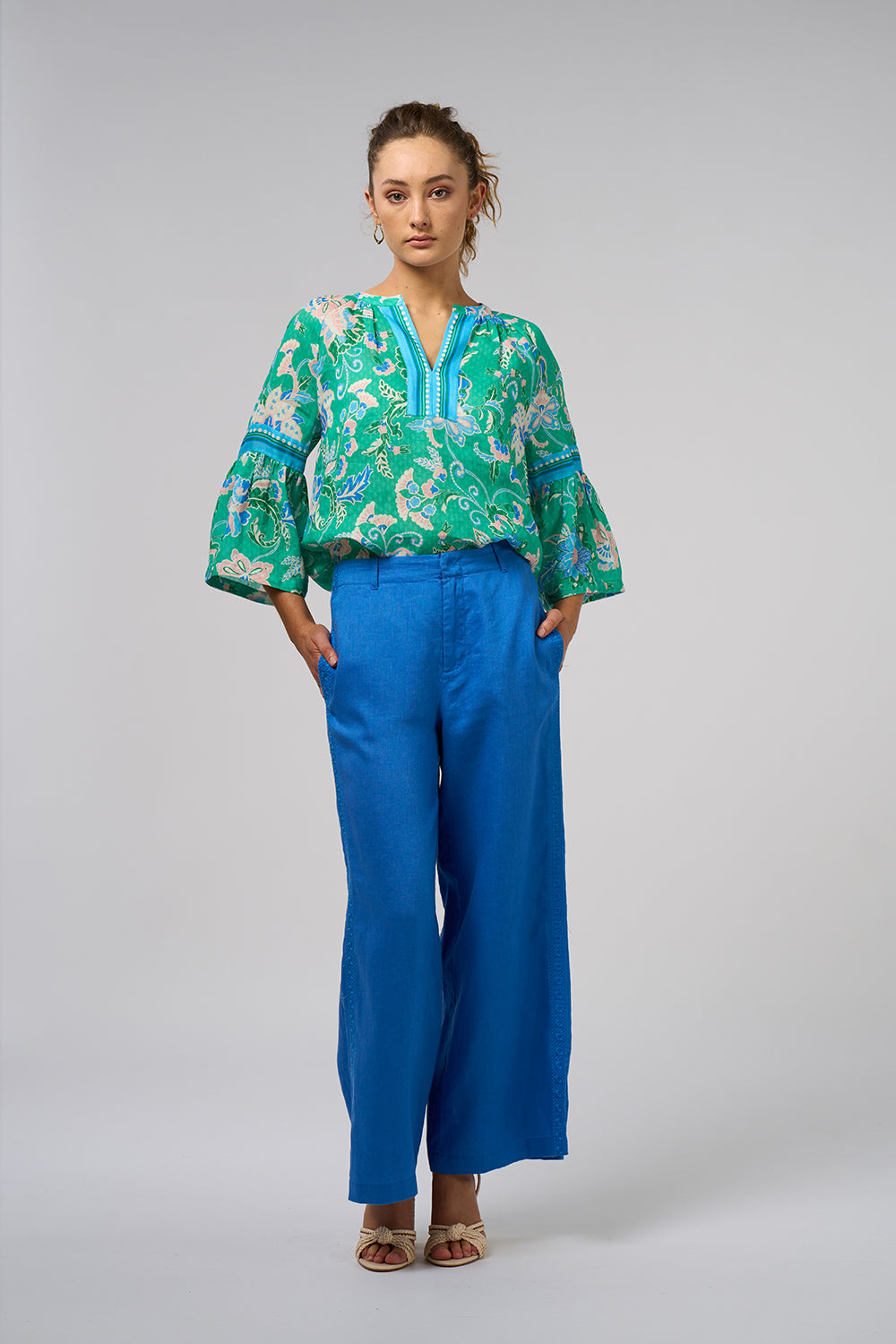 Loobies Story Samira Blouse - Emerald Multi