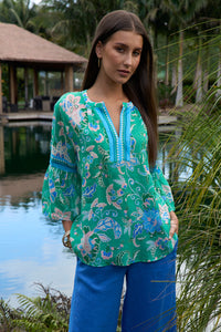 Loobies Story Samira Blouse - Emerald Multi