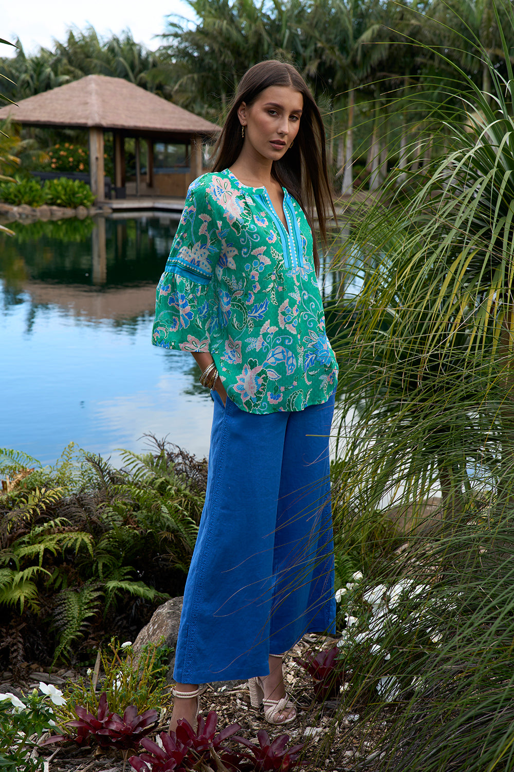 Loobies Story Samira Blouse - Emerald Multi