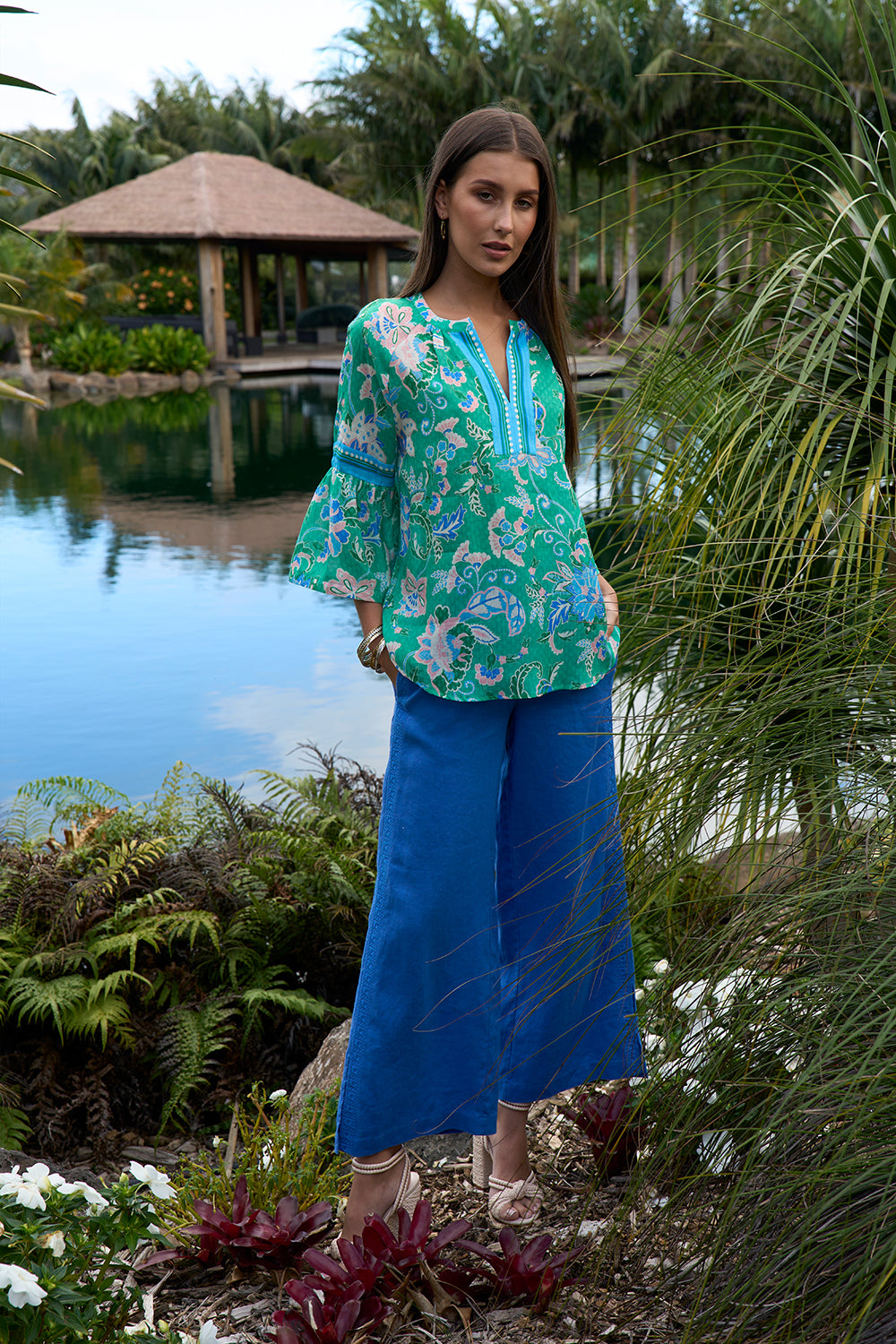 Loobies Story Samira Blouse - Emerald Multi