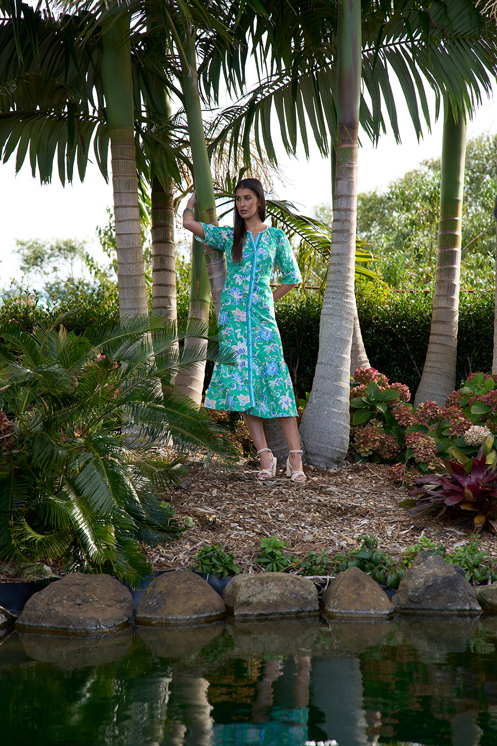 Loobies Story Samira Midi Dress - Emerald Multi