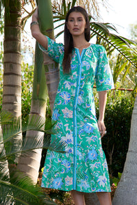 Loobies Story Samira Midi Dress - Emerald Multi