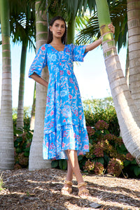 Loobies Story Aisha Midi Dress - Azure Multi