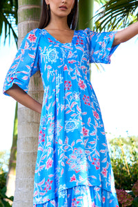 Loobies Story Aisha Midi Dress - Azure Multi