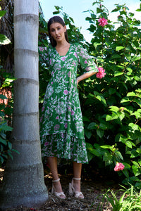 Loobies Story Aisha Midi Dress - Tea Leaf Multi