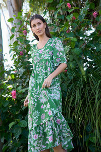 Loobies Story Aisha Midi Dress - Tea Leaf Multi