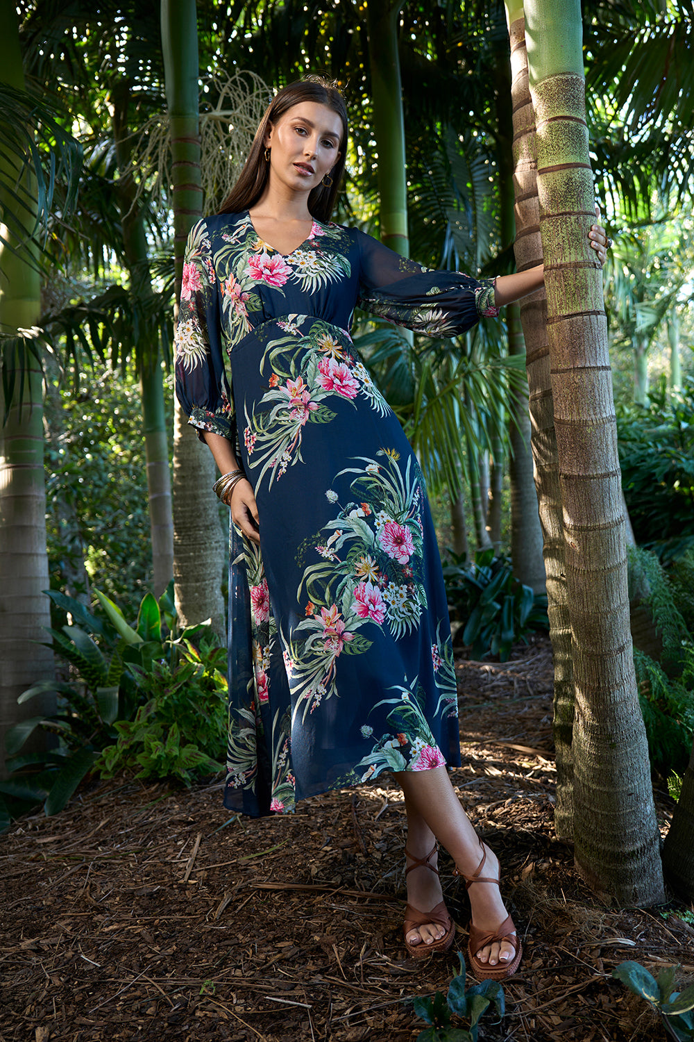 Loobies Story Ayana Midi Dress - Indigo Multi