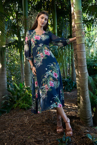 Loobies Story Ayana Midi Dress - Indigo Multi