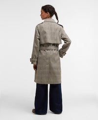 Barbour Maia Check Showerproof Trench - Olive Prince Of Wales Check