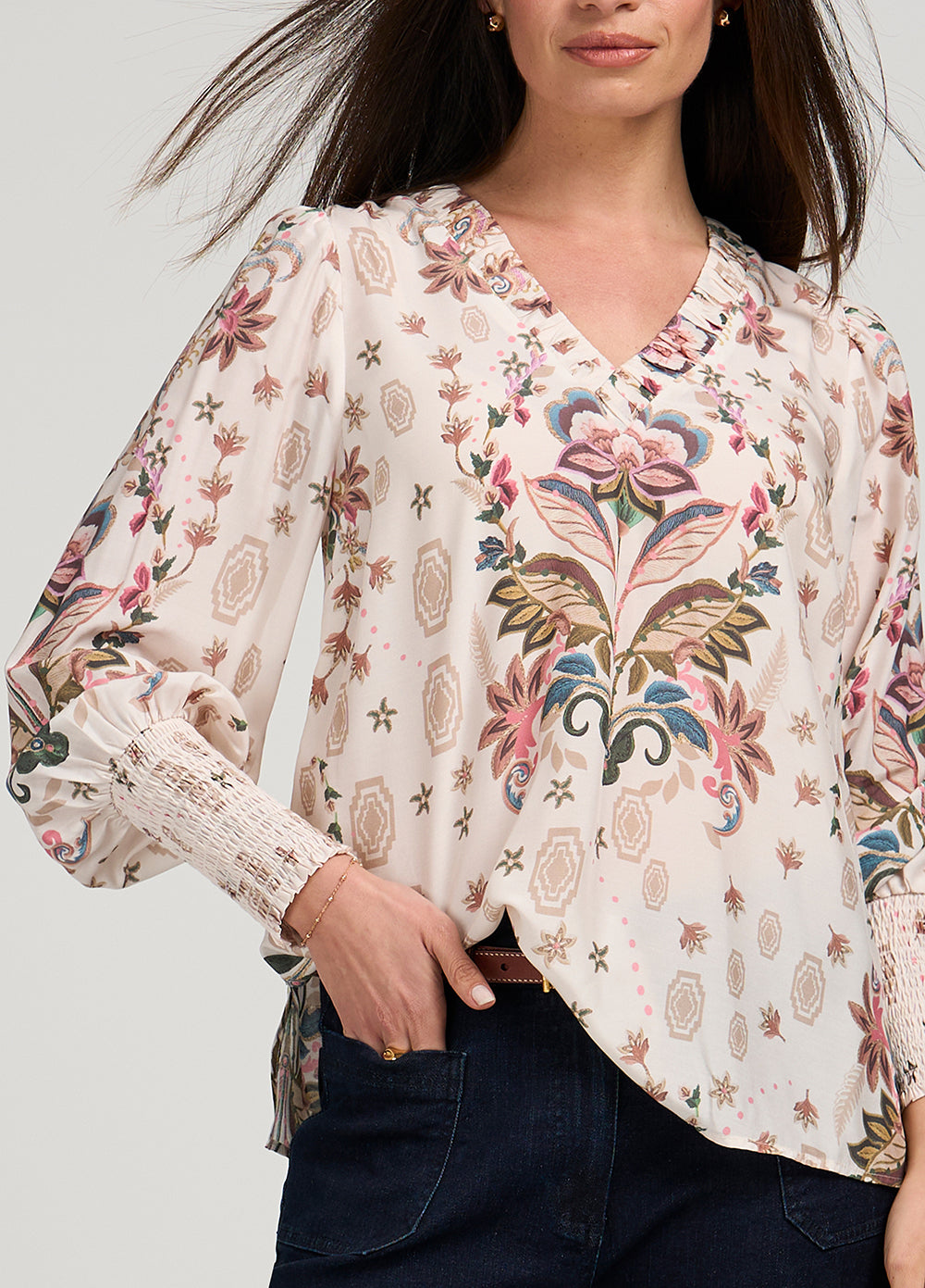 Loobies Story Antoinette Blouse - Bone Multi