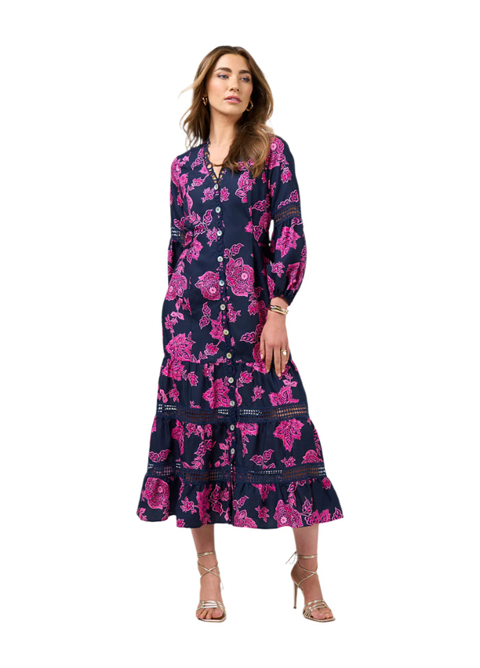 Loobies  Story Indie Midi Dress - Indigo Multi