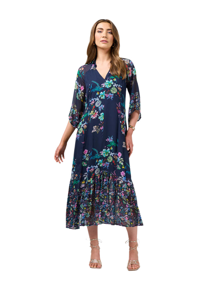 Loobies  Story La Bohème Midi Dress - Indigo Multi