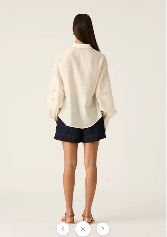 MOS THE LABEL MARCELA EMBROIDERY BLOUSE - PEARL/WHITE