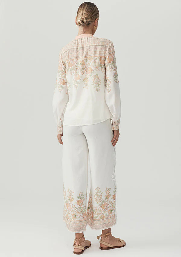 MOS THE LABEL JOANNA BLOUSE - FLORAL BORDER PRINT