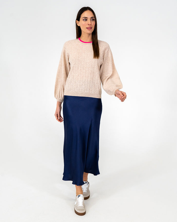 Arlington Milne Marcella Sweater With Contrast - Blush/Dayglo