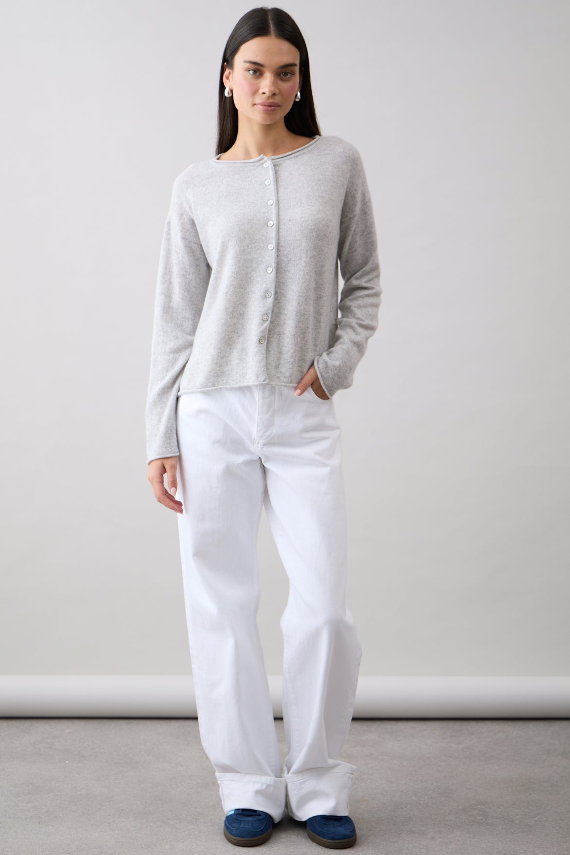 Mia Fratino Pure Reversible Cashmere Cardi - Foggy