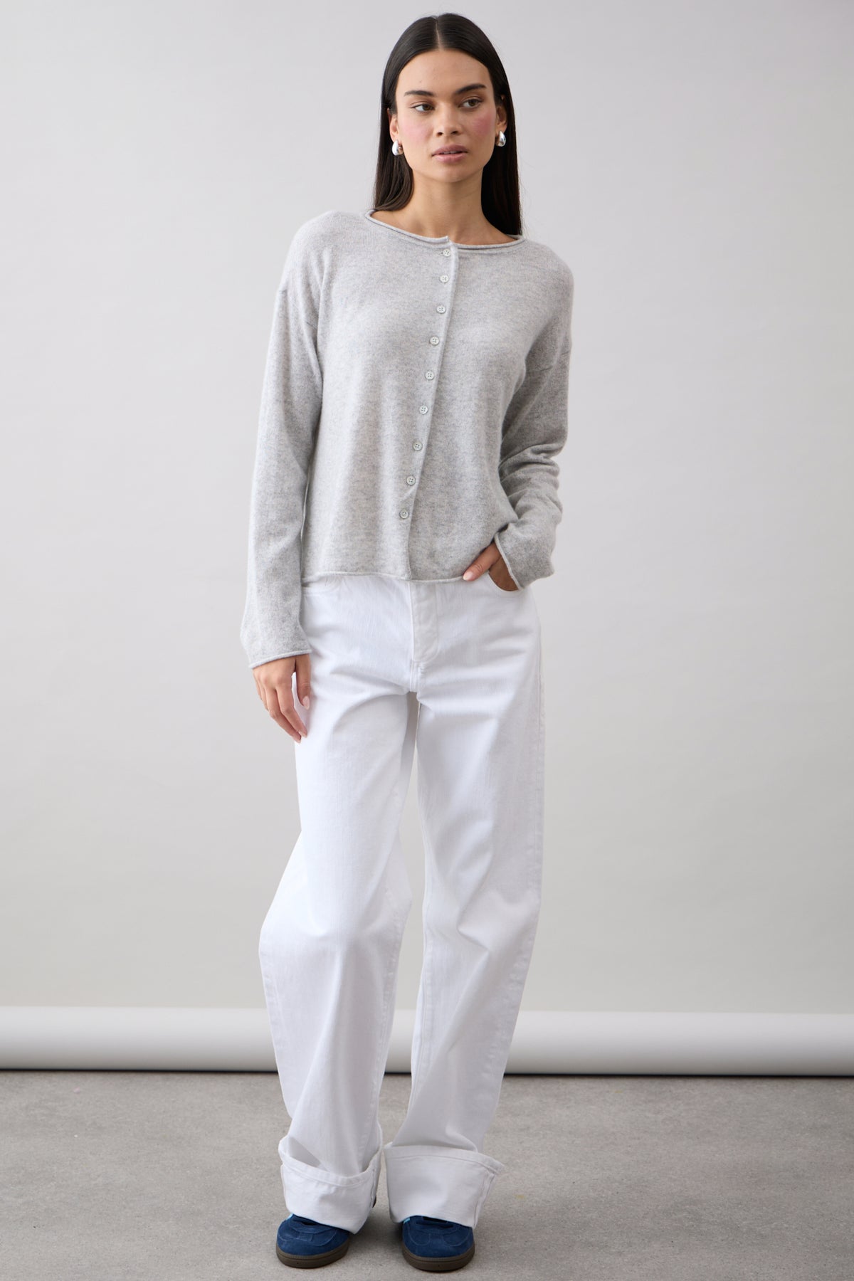 Mia Fratino Pure Reversible Cashmere Cardi - Foggy