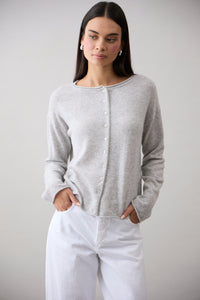 Mia Fratino Pure Reversible Cashmere Cardi - Foggy