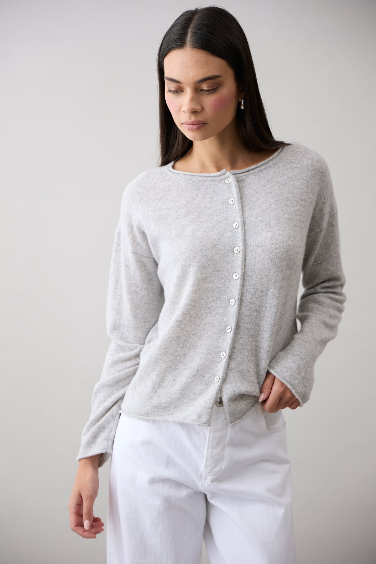 Mia Fratino Pure Reversible Cashmere Cardi - Foggy