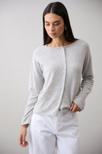 Mia Fratino Pure Reversible Cashmere Cardi - Foggy