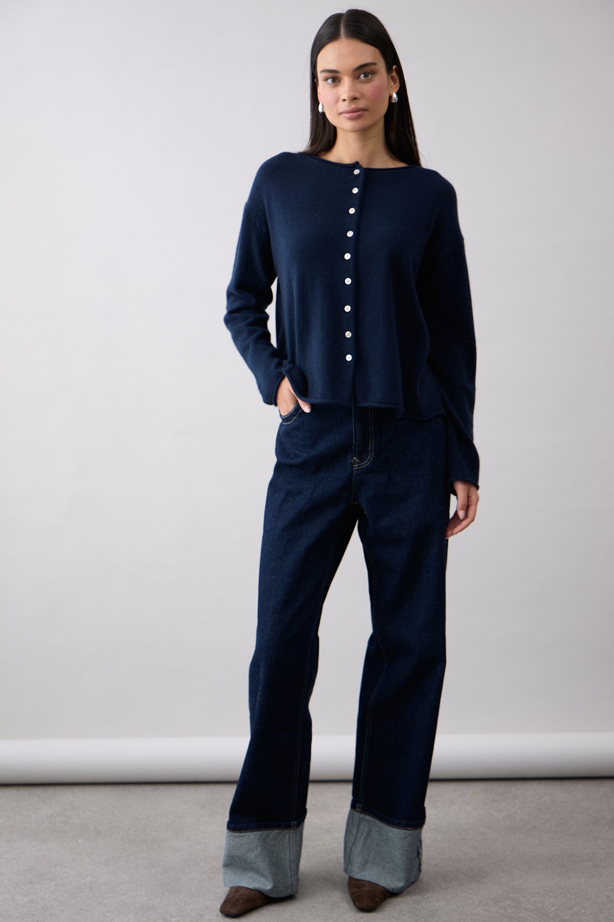 Mia Fratino Pure Reversible Cashmere Cardi - French Navy