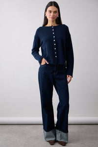 Mia Fratino Pure Reversible Cashmere Cardi - French Navy