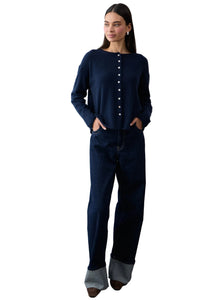 Mia Fratino Pure Reversible Cashmere Cardi - French Navy