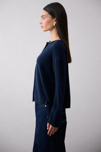 Mia Fratino Pure Reversible Cashmere Cardi - French Navy