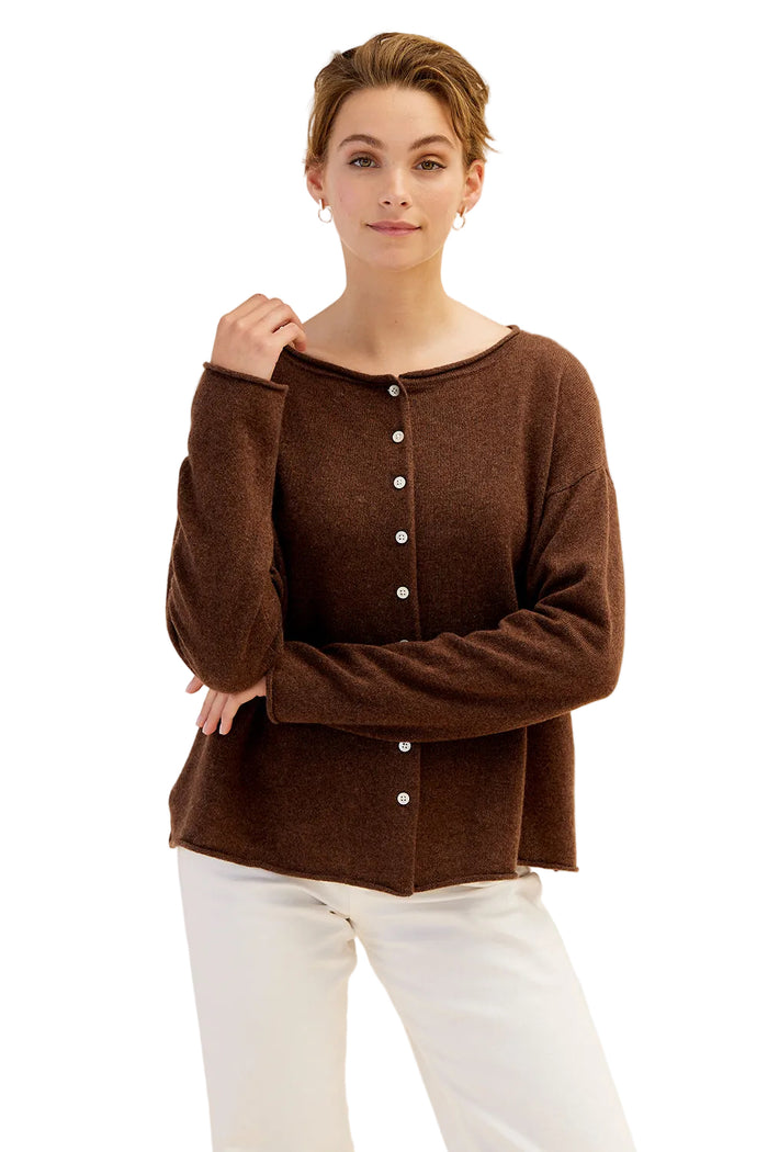 Mia Fratino Pure Reversible Cashmere Cardi - Expresso