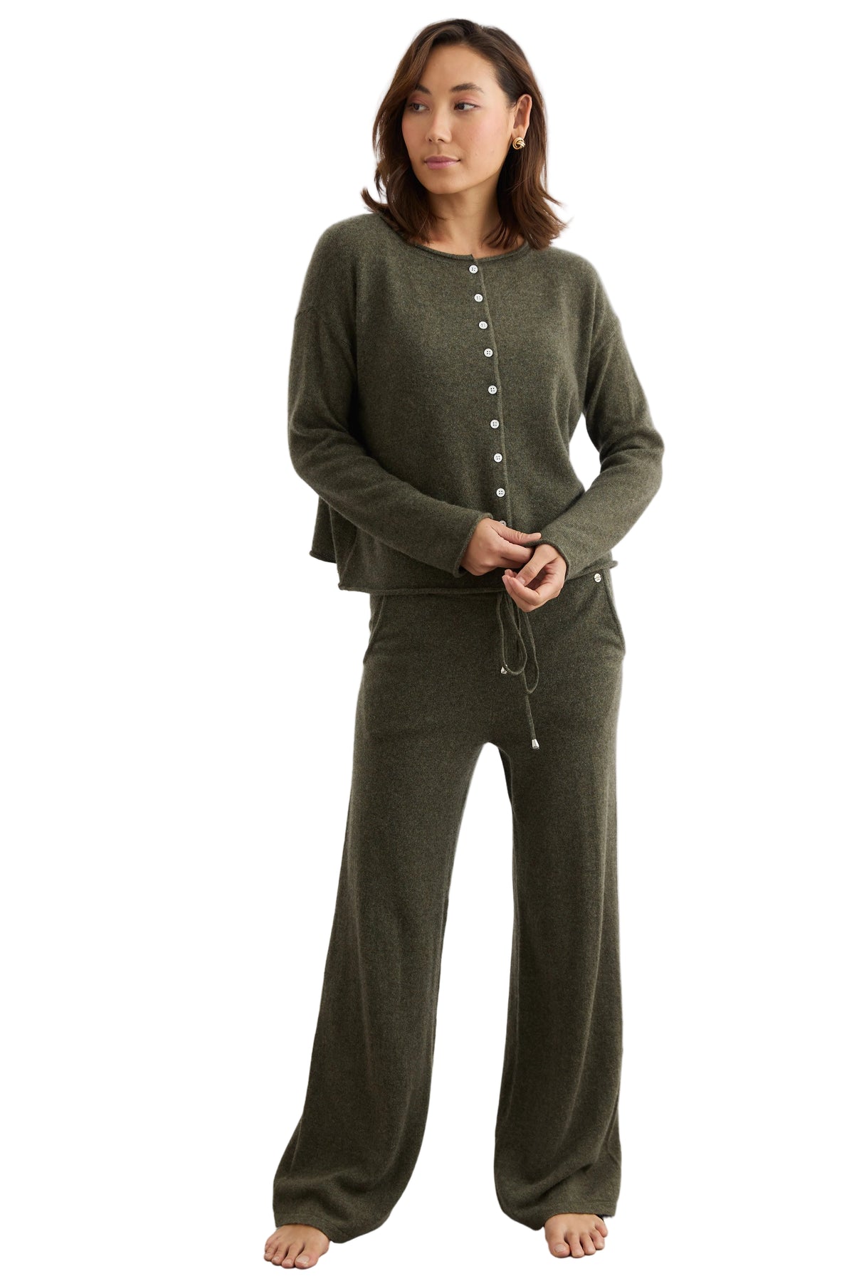 Mia Fratino Pure Reversible Cashmere Cardi - Military