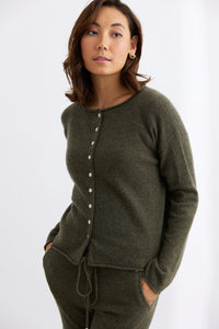Mia Fratino Pure Reversible Cashmere Cardi - Military