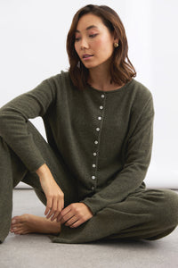 Mia Fratino Pure Reversible Cashmere Cardi - Military