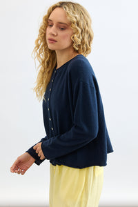 Mia Fratino Pure Reversible Cashmere Cardi - French Navy